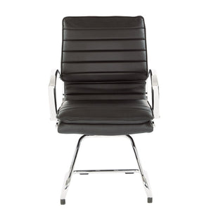 OSP Home Furnishings Guest Faux Leather Office Chair with Chrome Sled Base and Ergonomic Lumbar Support Black SPX23595C-U6