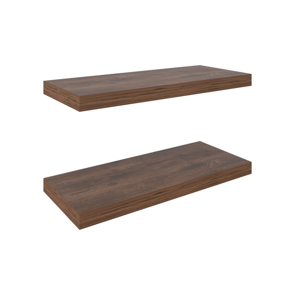 English Elm Ecco Floating Shelves Set of 2 31.5" — Sleek Matte Finish, Hidden Brackets, Sturdy Display Solution Dark Brown 32 L x 11 W x 4 H B200P350336