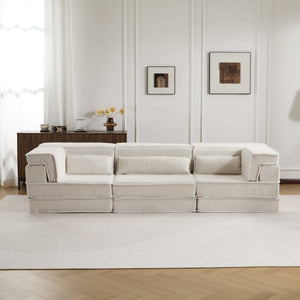 English Elm Compression Mahjong Sofa - Versatile Convertible Floor Bed, Soft Fleece, No Assembly, 3 Pillows W3723S00019