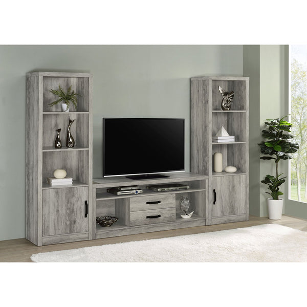 English Elm Bergeron Grey Driftwood TV Stand with 2 Drawers, Rustic Weathered Finish, Durable Engineered Wood Storage (59" Wide) B062P331091