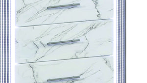 English Elm Desire Chest with Marble-Pattern Drawers, 5 Spacious Shelves, Metallic Trim & LED Side Glow for Luxe Bedrooms B009P309339