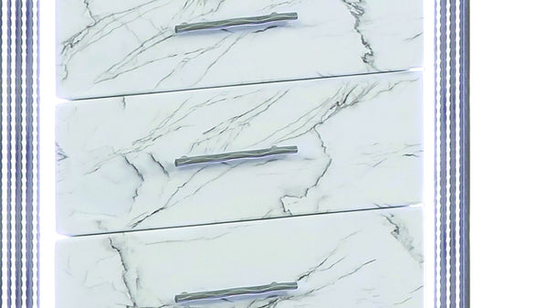 English Elm Desire Chest with Marble-Pattern Drawers, 5 Spacious Shelves, Metallic Trim & LED Side Glow for Luxe Bedrooms B009P309339