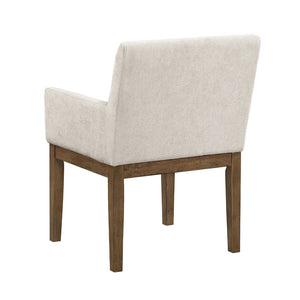 English Elm Transitional Armchairs Set of 2 Textured Gray Fabric Wood Frame Dining Seating B011P467553