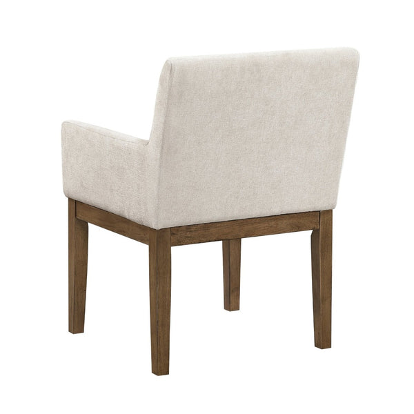 English Elm Transitional Armchairs Set of 2 Textured Gray Fabric Wood Frame Dining Seating B011P467553