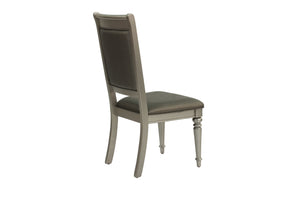 English Elm Luxury Silver Trim Tufted Dining Chairs Set of 2 — Black Faux Leather, Button Accent, 21x24x42" HSESF00F1705