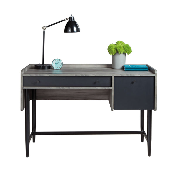 English Elm Desk, Gray finish - Modern Engineered Wood Office Desk with Smooth-Glide Pencil & File Drawers, Compact Durable Design B356P367870