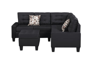 English Elm 6-Piece Upholstered Sectional with Pocket Springs, Tufted 5.5" Seat, Sturdy Wood Frame, Easy Assembly Black 28.54 L x 23.23 W x 15.16 H W2297S00019