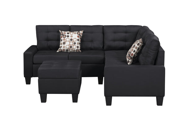 English Elm 6-Piece Upholstered Sectional with Pocket Springs, Tufted 5.5" Seat, Sturdy Wood Frame, Easy Assembly Black 28.54 L x 23.23 W x 15.16 H W2297S00019