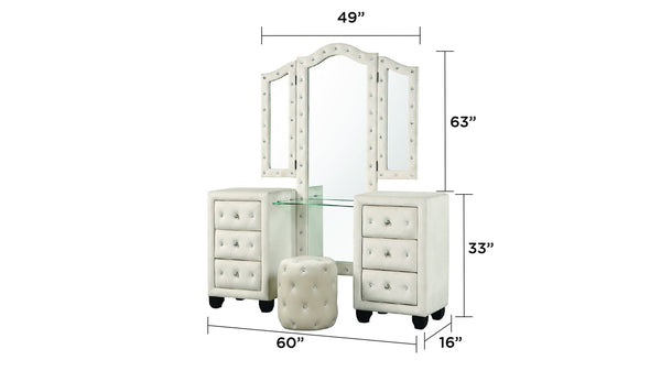 English Elm Encore Modern Tufted Queen 4Pc Bedroom Set - Stylish Upholstered Bed, Dresser, Mirror & Nightstand B009S01721