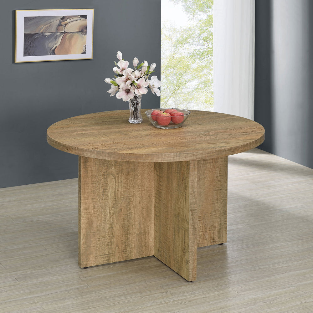English Elm Larrabee Mango Round Dining Table - Modern Rustic Design With Geometric Base For Stylish Entertaining B062P353241