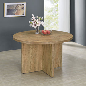 English Elm Larrabee Mango Round Dining Table - Modern Rustic Design With Geometric Base For Stylish Entertaining B062P353241