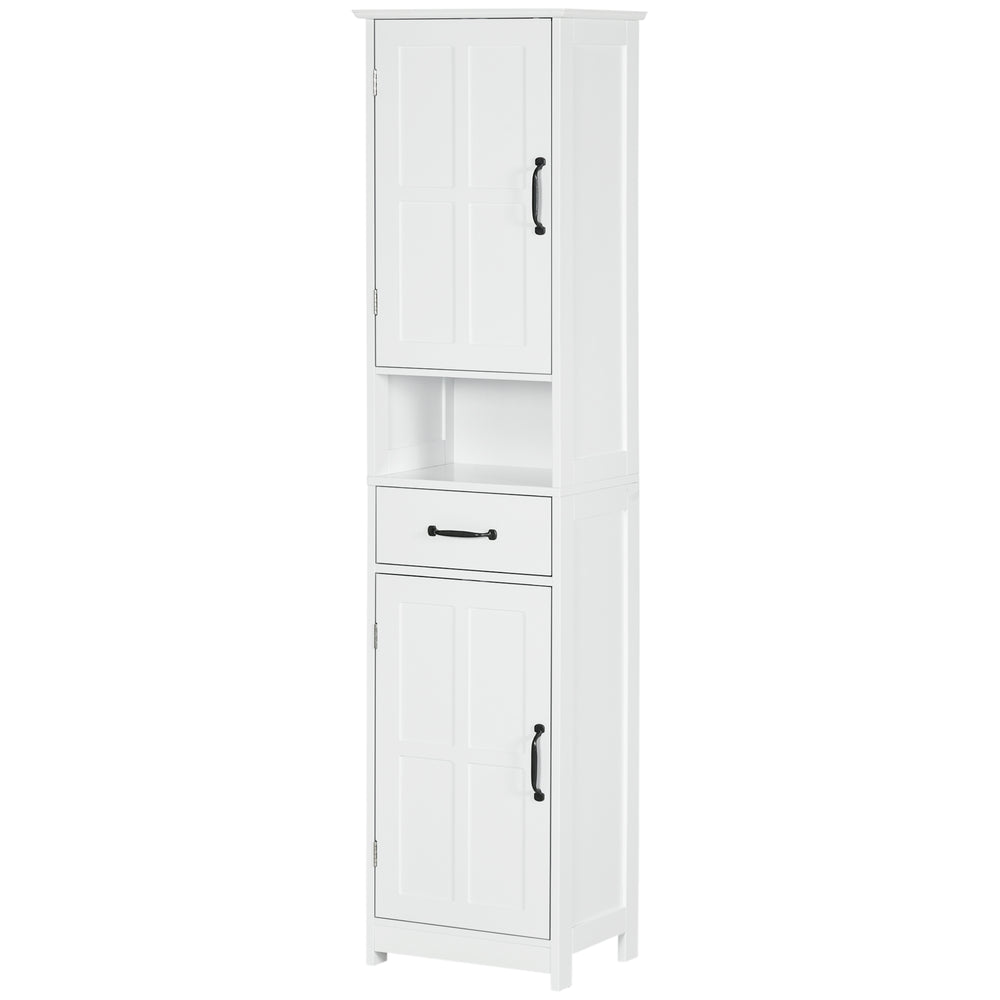 English Elm Kleankin Slim Bathroom Storage Cabinet - Tall Linen Tower With Adjustable Shelves, Drawer & Open Shelf W2225P217013