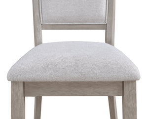 English Elm 5pc Modern Round Dining Set with Upholstered Beige Chairs & Driftwood Finish Table, Compact Stylish Design B011P287318