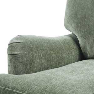 English Elm Candor Overstuffed Accent Chair with English Roll Arms and Walnut Turned Legs Sage B050P466461