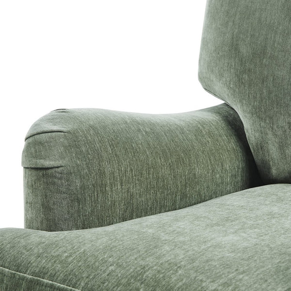 English Elm Candor Overstuffed Accent Chair with English Roll Arms and Walnut Turned Legs Sage B050P466461