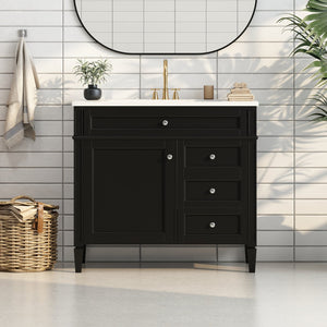 English Elm 36'' Modern Bathroom Vanity With Top Sink, Elegant Storage Cabinet & 2 Drawers For Small Spaces N710S136004B