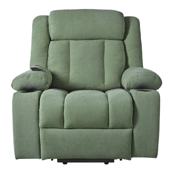 English Elm Power Lift Recliner Velvet Chair with Extended Footrest and Cup Holders for Elderly W1028S00060