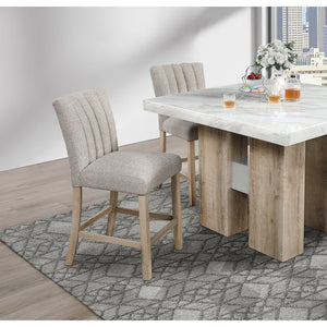 English Elm VHONG Beige Fabric Bar Stools Kit of 2 – Solid Wood & MDF Frame, Durable Upholstery, Easy-Clean Finish B201P346384