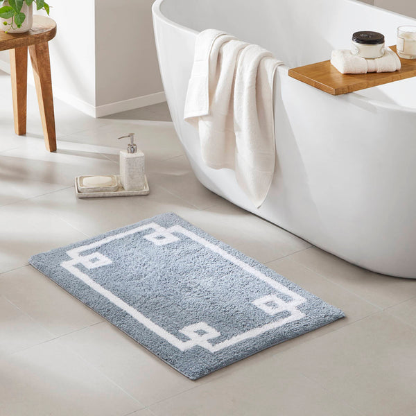 JLA Home Madison Park - Cotton Tufted Bath Rug Runner 24x72 - Plush OEKO-TEX Cotton, Skid-Resistant Backing, Machine Washable Blue MP72-6209