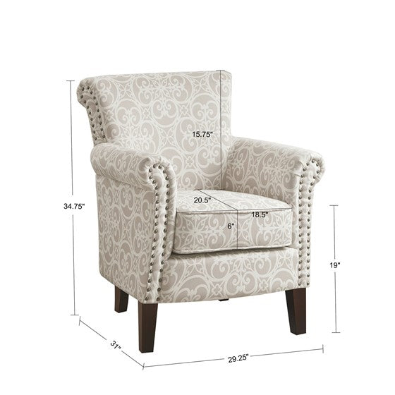 English Elm Brooke Espresso Tight Back Club Chair with Bronze Nailhead, Solid Wood Frame, Plush Foam Cushion B03548564