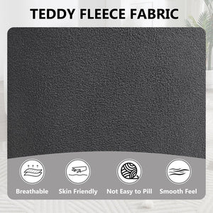 English Elm 360° Swivel Barrel Chair Teddy Fleece Upholstery with Pillow for Bedroom Reading Nook Antique Dark Grey W1803P363033