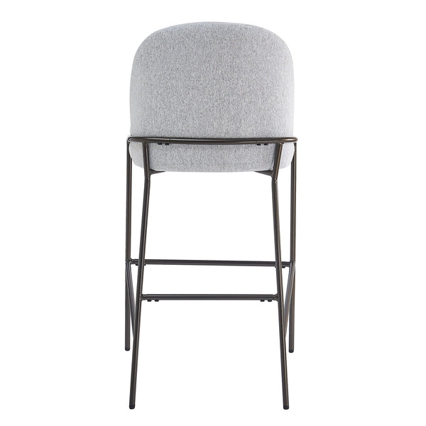English Elm Christopher Knight Home® - Galen Upholstered Metal Barstool Set of 2 with Plush Stain-Resistant Fabric, Ergonomic Modern Design Gray N775P290453G