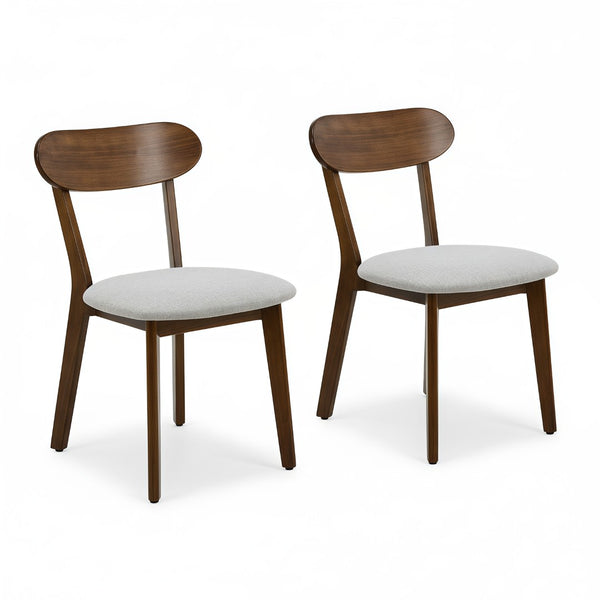 English Elm Solid Natural Wood Mid-century Dining Chairs Curved Back Upholstered Seat Set of 2 W3204P429363