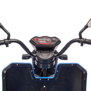English Elm 12v Kids Electric Cargo Trike with Led Lights Wide Seat Anti-slip Wheels Toddler Ride On Blue W1578P336050