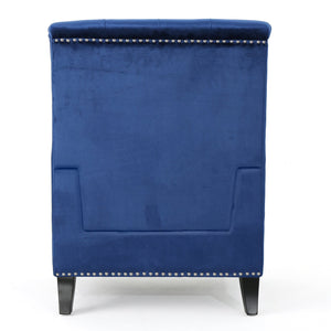 English Elm Christopher Knight Home® - Velvet Tufted Club Chair Jaclyn in Navy Blue — Luxe Tufting, Stud Trim, Plush Seat for Cozy Reading N758P278053B