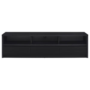 English Elm O'brien Matte Black 78 Inch Media Console with Three Drawers and Wire Management B062P451722
