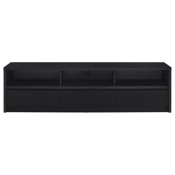 English Elm O'brien Matte Black 78 Inch Media Console with Three Drawers and Wire Management B062P451722