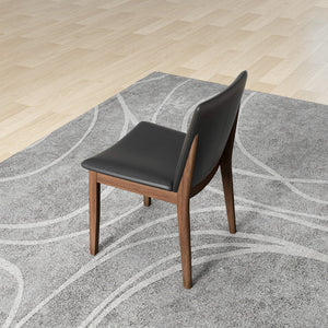 English Elm Solid Wood Frame Mid-century Dining Chairs Set of 2 with Curved Back Black Upholstery B183P201767