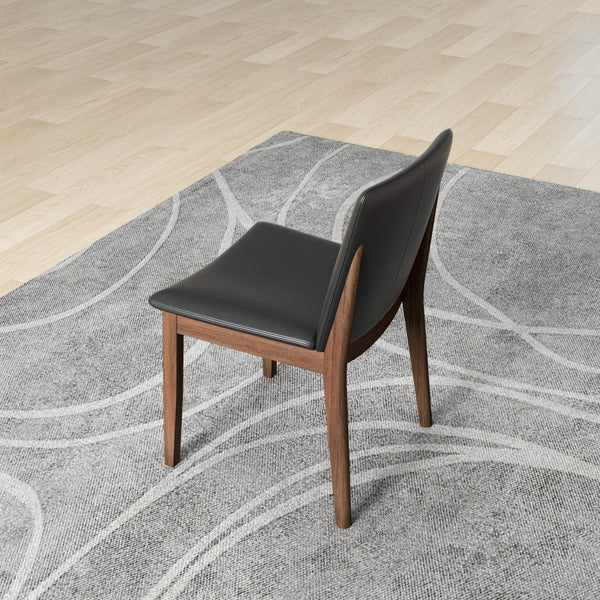 English Elm Solid Wood Frame Mid-century Dining Chairs Set of 2 with Curved Back Black Upholstery B183P201767