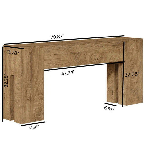 English Elm Coffee Console Table Industrial Metal Frame Vintage Wood Grain 2 Tier Entryway Sofa T3971P448028