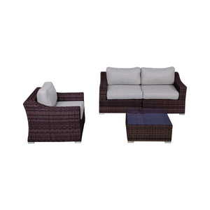 English Elm Lsi Outdoor Wicker Conversation Set For 3 - Loveseat, Lounge Chair & Coffee Table With Cushions B120S00071