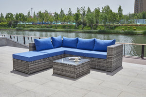 English Elm Patio Sofa With All-Weather Cushions For Stylish Outdoor Relaxation And Entertaining Spaces B205S00063-GIGA