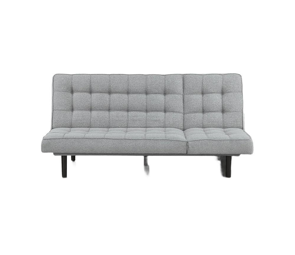 English Elm Light Gray Futon Sofa With Biscuit Tufting – Convertible Chaise Couch For Modern Living Spaces B2741P314817