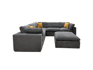 English Elm Coffee Bean Basket Weave Modular Sectional Foam Compressed with Toss Pillows Included Light Gray B2748S00069