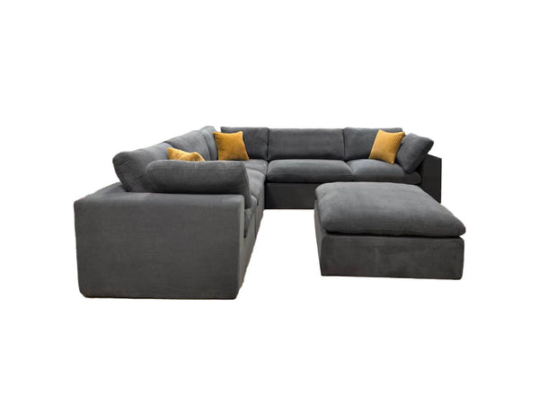 English Elm Coffee Bean Basket Weave Modular Sectional Foam Compressed with Toss Pillows Included Light Gray B2748S00069