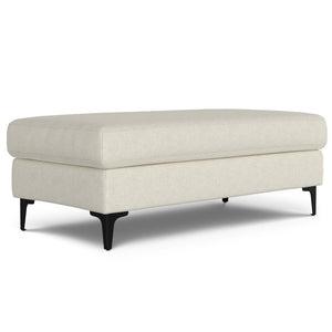 English Elm Ava Mid Century Upholstered Bench Ottoman with Powder Coated Legs for Living Room Cream B136P436946
