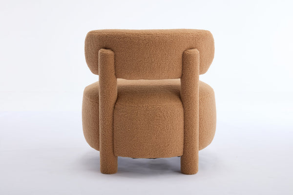 English Elm 063-Teddy Plush Teddy Fabric Armless Accent Chair with 13" Cushion, Wingback Comfort & Solid Wood Legs for Cozy Spaces khaki W527P308805