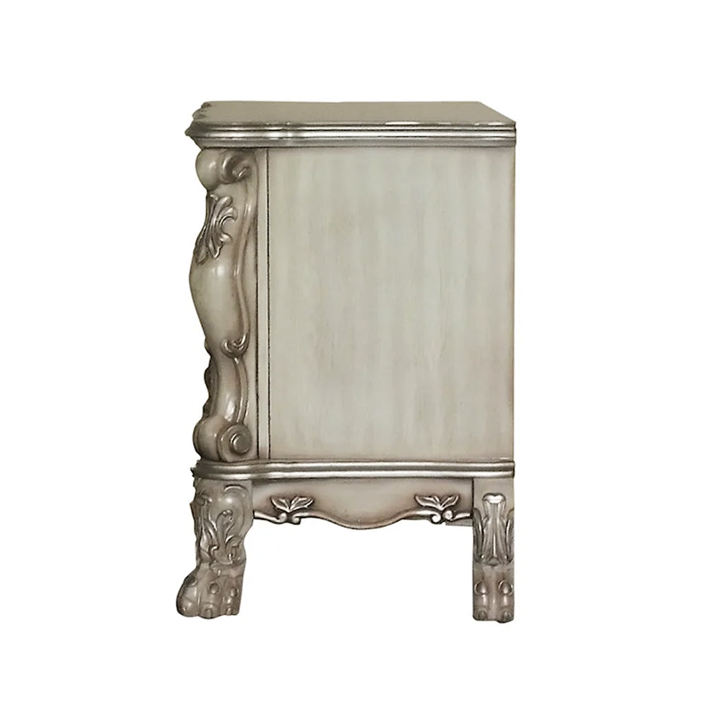 English Elm Wooden Gold Patina Nightstand with 2 Felt-Lined Drawers, Burnished Antique Bone Finish Elegance B016P253274