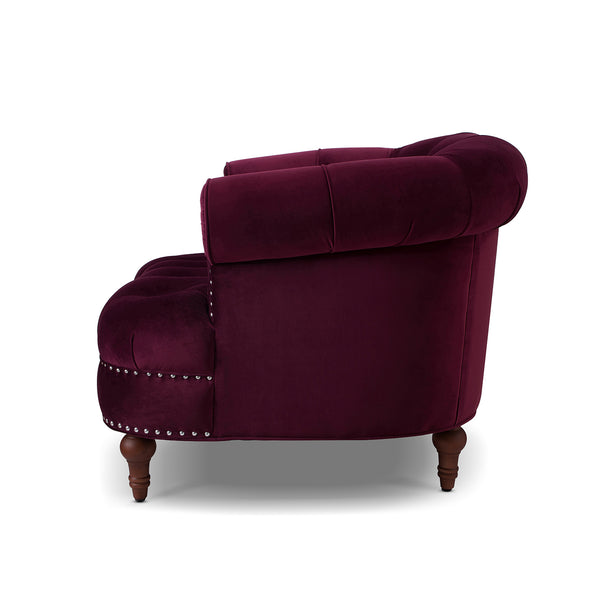 English Elm Jennifer Taylor Home - La La Rosa Victorian Tufted Upholstered Accent Chair in Luxe Velvet with Nailhead Trim and Support Burgundy B2719P238178