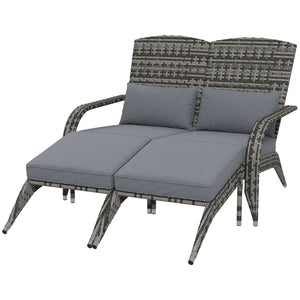 English Elm Outdoor Pe Rattan High Back Lounge Chair with Footstools for Patio Fire Pit Gatherings Gray T3971S00256