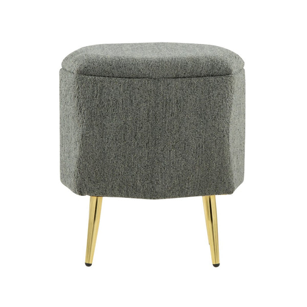 English Elm Ottoman Upholstered Storage Footrest with Metallic Legs for Living Room Bedroom Gold,Green B202P471507