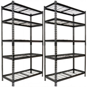 English Elm 2-piece Five Tier Powder Coated Steel Garage Shelving Set Boltless Heavy Duty Storage W2932P373611