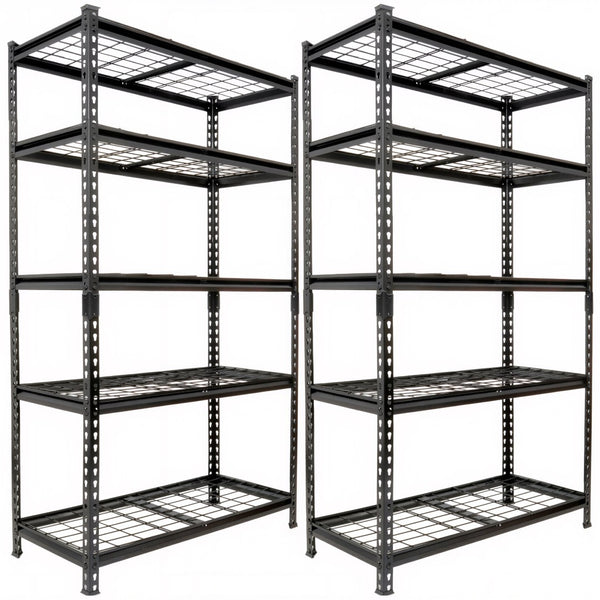 English Elm 2-piece Five Tier Powder Coated Steel Garage Shelving Set Boltless Heavy Duty Storage W2932P373611
