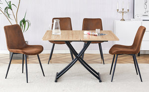 English Elm Modern Lift Top Multifunctional Table Mfc Surface Black Metal Legs Small Space Desk W1151P149702