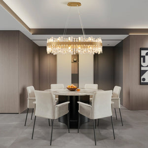 English Elm 36-Inch Modern Luxury Gold Crystal Chandelier with 24 Lights, Adjustable Height, Brass Frame, Elegant Centerpiece W2869P218651