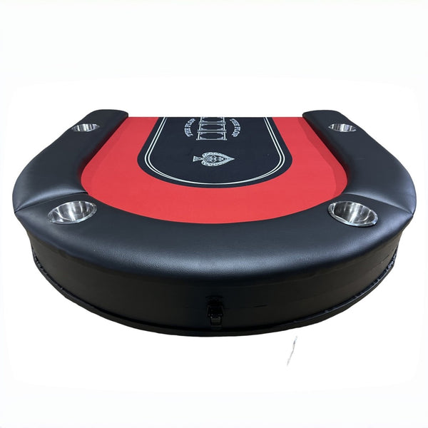 English Elm Ino Design Foldable Oval Poker Table Eight Player Felt Surface with Padded Rails Red W2748P433944